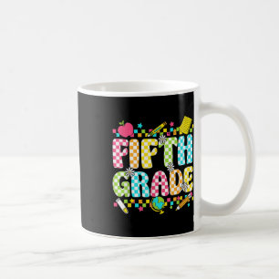 Fifth Grade Teacher Student Groovy Chequered Back Coffee Mug
