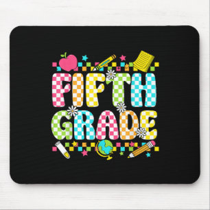 Fifth Grade Teacher Student Groovy Chequered Back  Mouse Pad