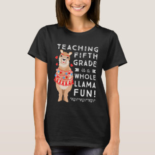 Fifth Grade Teacher Womens Cute Whole Llama Fun T-Shirt