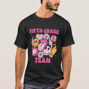 Fifth Grade Team 5Th Grade School Retro Pink Flowe T-Shirt