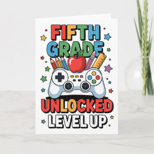 Fifth Grade Unlocked Level Up Video Game First Day Card