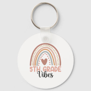 Fifth Grade Vibes Ck To School 5th Grade Rainbow T Key Ring