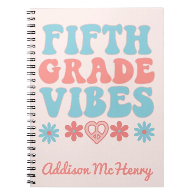 Fifth Grade Vibes - Retro Back To School Notebook (Front)
