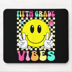 Fifth grade vibes retro smile face back to school mouse pad