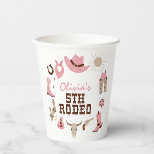 Fifth Rodeo Pink Western Cowboy 5th Birthday Paper Cups
