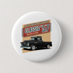 Fifties Black Street Rod Truck 6 Cm Round Badge