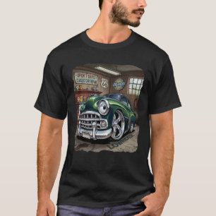 Fifties Era Green Caricature Car Image Retro T-Shirt