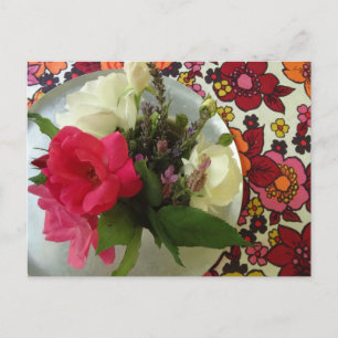 Fifties Fabric Flower Postcard