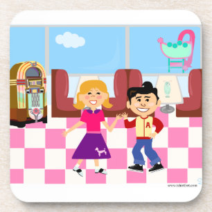 Fifties Fun Sock Hop Diner Coaster