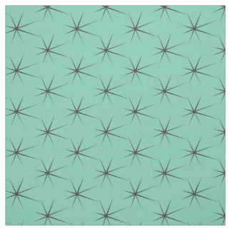 Fifties Grey Stars on Retro Turquoise Fabric