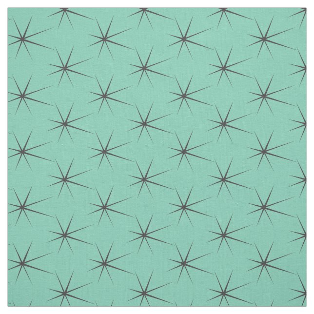 Fifties Grey Stars on Retro Turquoise Fabric (Swatch)