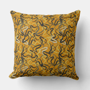 Fifties Mid-Century Modern   Gold, Black, Grey Cushion