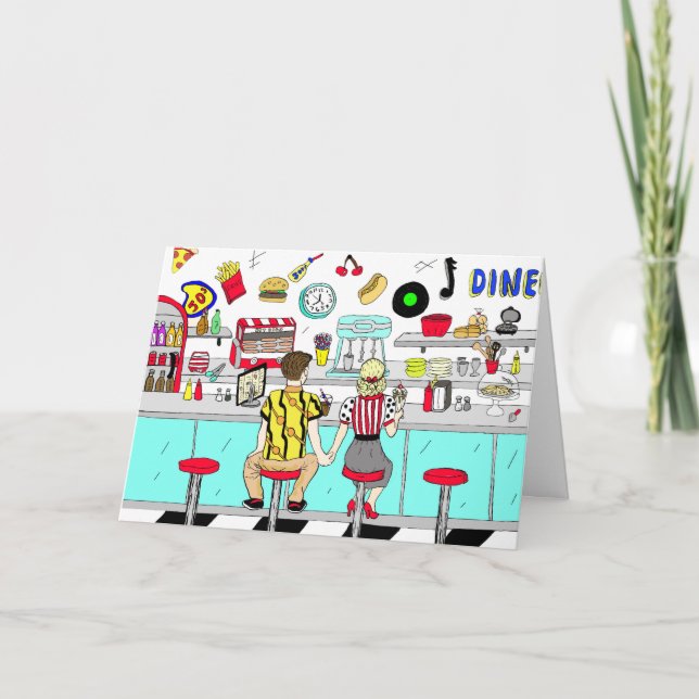 Fifties Retro Couple Anniversary Card (Front)