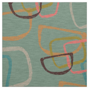 Fifties Style Aqua   Atomic Shapes Fabric