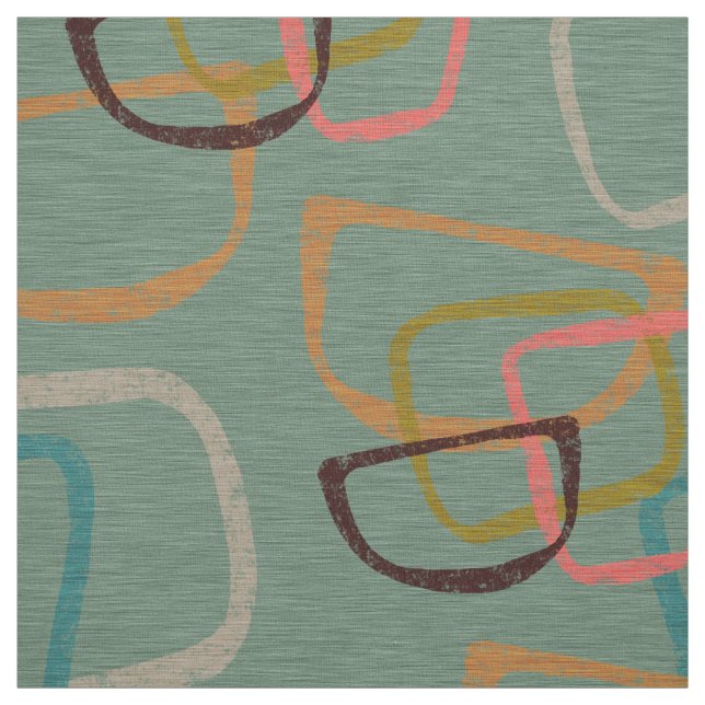 Fifties Style Aqua | Atomic Shapes Fabric (Swatch)