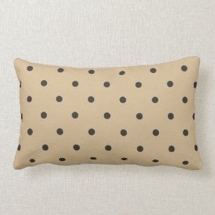 Fifties Style Beige Polka Dot Lumbar Cushion