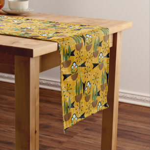 Fifties Style   Houseplants on Gold   Atomic Short Table Runner