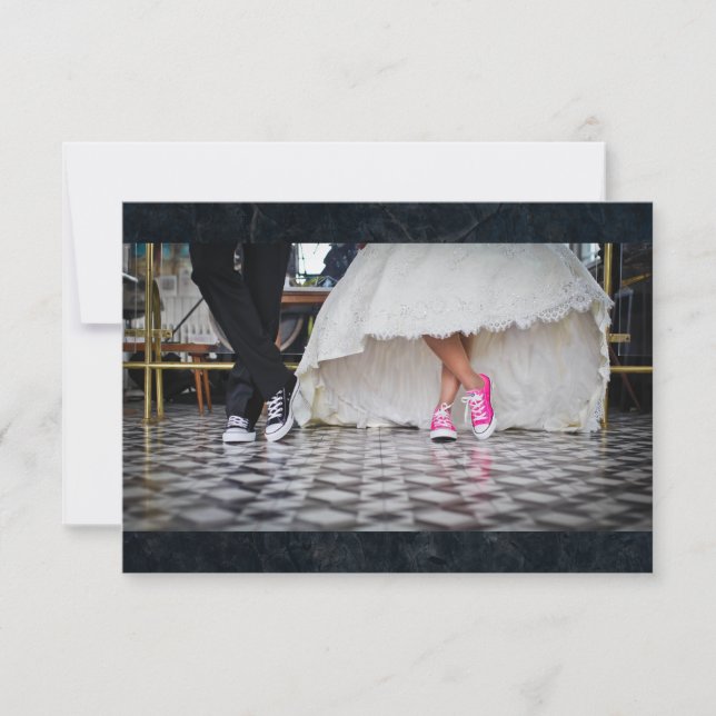 Fifties style wedding couple RSVP Card (Front)
