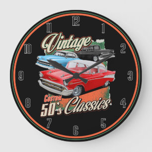 Fifties Vintage Cars Large Clock