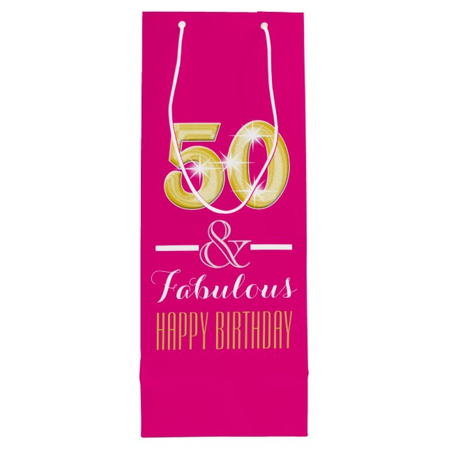 Fiftieth 50th birthday wine bottle wine gift bag (Back)