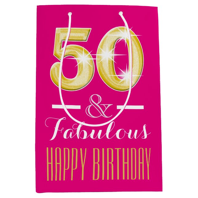 Fiftieth 50th birthday women medium gift bag (Front)