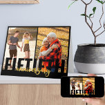 Fiftieth Anniversary 2 Photo Golden Wedding Card<br><div class="desc">Create your own frameworthy 50th Wedding Anniversary Card. The photo template is set up for you to add 2 pictures, both of which are displayed in portrait format. The design features modern oversized typography and brush script in black and gold. A lovely opportunity to showcase an old photo with a...</div>