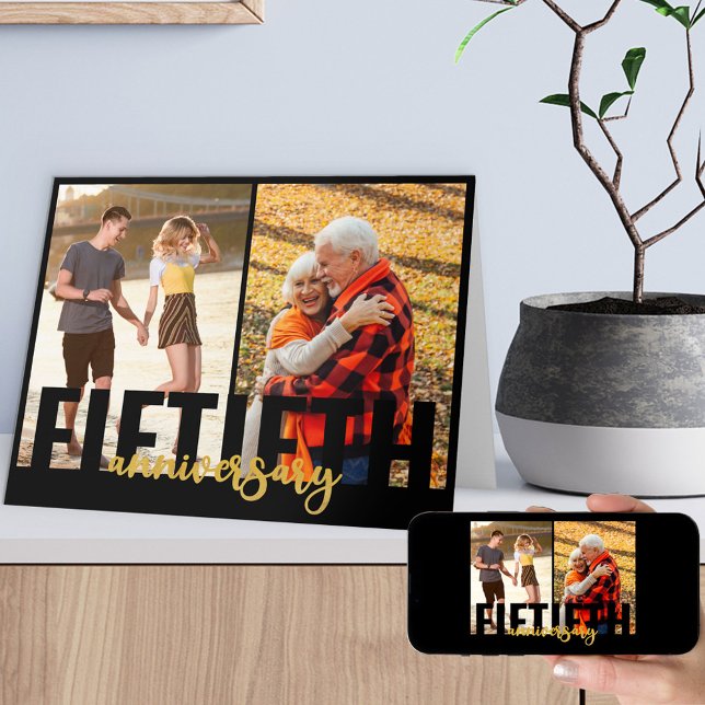 Fiftieth Anniversary 2 Photo Golden Wedding Card (Creator Uploaded)