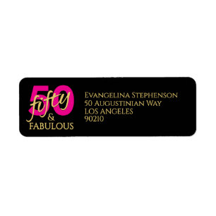 Fiftieth Birthday 50 and Fabulous Return Address Label