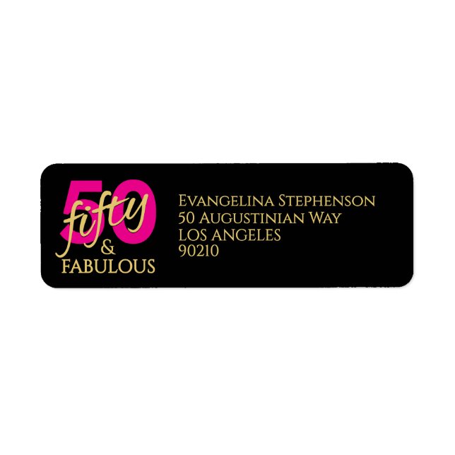 Fiftieth Birthday 50 and Fabulous Return Address Label (Front)