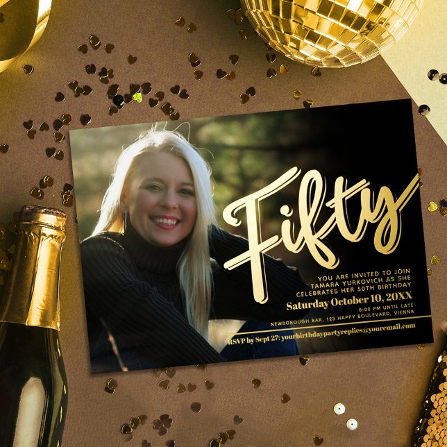 Fifty 50th Birthday custom photo script gold (Creator Uploaded)