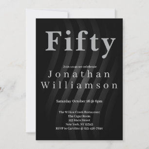 Fifty 50th Birthday Party Black Invitation