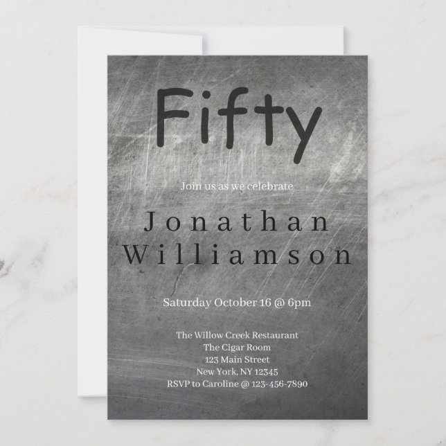 Fifty | 50th Birthday Party For Him Invitation (Front)