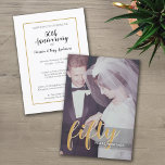 Fifty - 50th Wedding Anniversary & Photo Invitation<br><div class="desc">An elegant yet modern design with a modern photo frame on one side and the invitation information on the second side.</div>