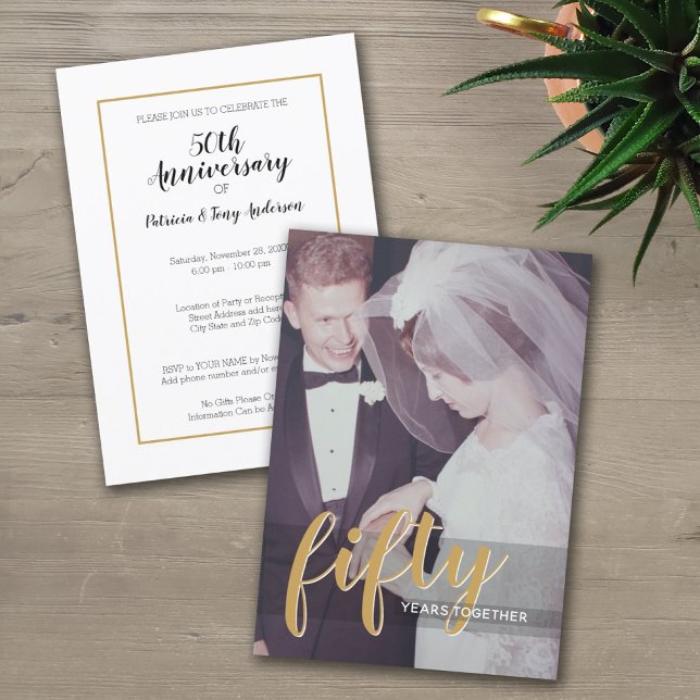 Fifty - 50th Wedding Anniversary & Photo Invitation (Creator Uploaded)
