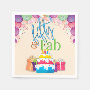 Fifty and Fab Colourful Birthday Party Napkins