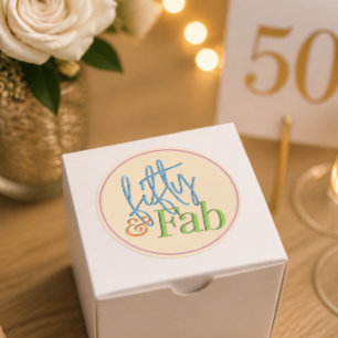 Fifty and Fab Colourful Birthday Sticker