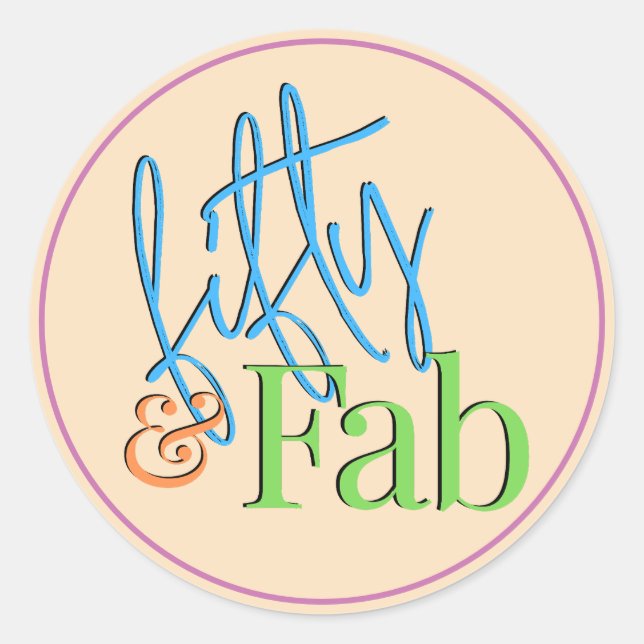 Fifty and Fab Colourful Birthday Sticker (Front)