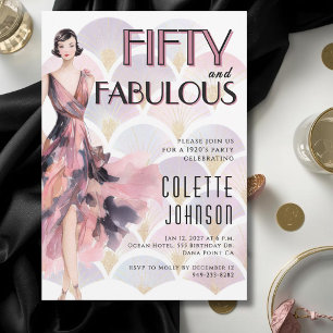 Fifty and Fabulous 1920s Birthday Invitation