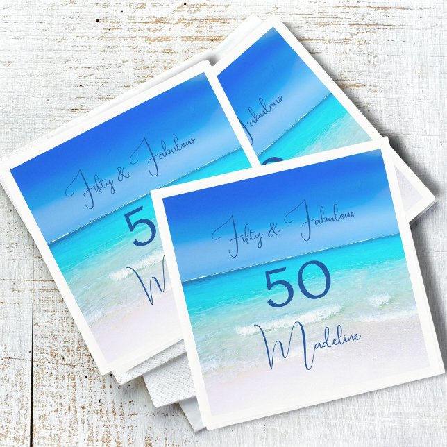 Fifty and Fabulous 50th Birthday Beach Suite Napkin (Creator Uploaded)