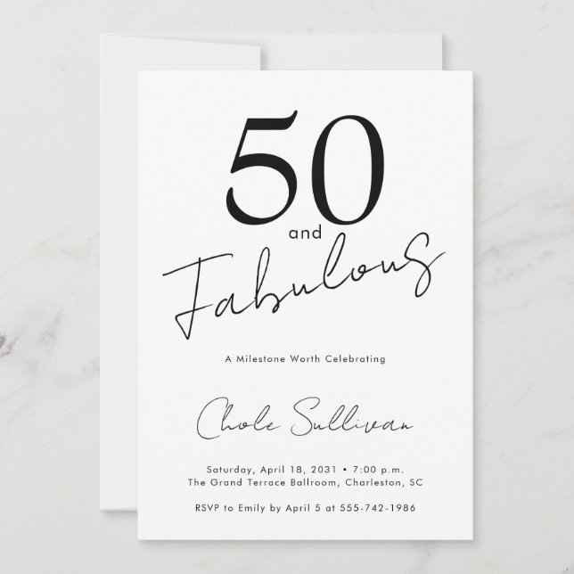 Fifty and Fabulous 50th Birthday Party Invitation (Front)