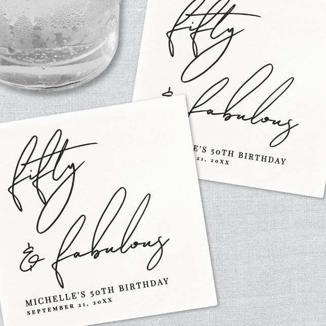 Fifty And Fabulous 50th Birthday Party Napkin (Fifty And Fabulous 50th Birthday Party Napkins)