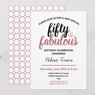 Fifty and Fabulous 50th Birthday Party Rose Gold Invitation