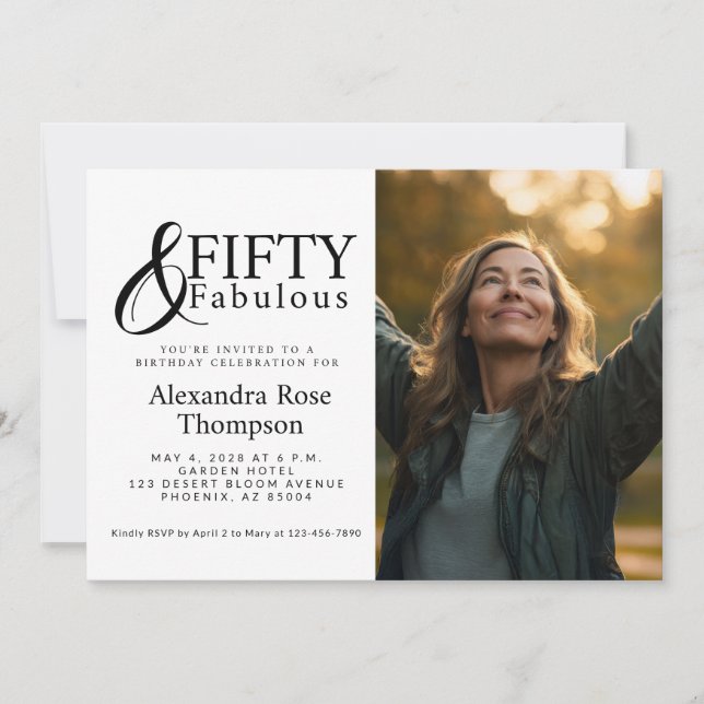 Fifty And Fabulous 50th Birthday Photo Party Invitation (Front)