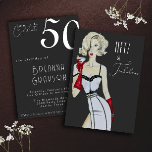 Fifty and Fabulous 50th Birthday Pin Up Girl Invitation