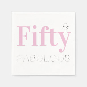 Fifty and Fabulous 50th Birthday Pink Party Napkin