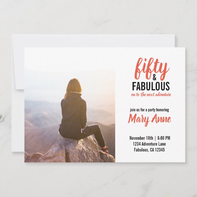 Fifty and Fabulous Adventure Invitation (Front)