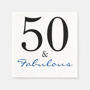 Fifty and Fabulous Birthday  Blue Napkin