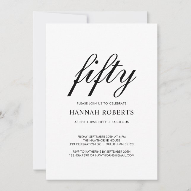 Fifty and Fabulous Black 50th Birthday Party  Invitation (Front)