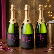 Fifty and Fabulous Black Fuchssia Pink Birthday