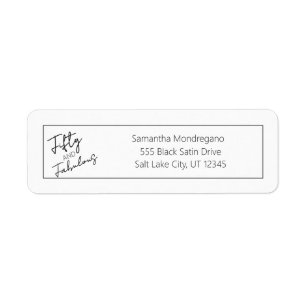 Fifty and Fabulous Black White 50th Birthday Return Address Label